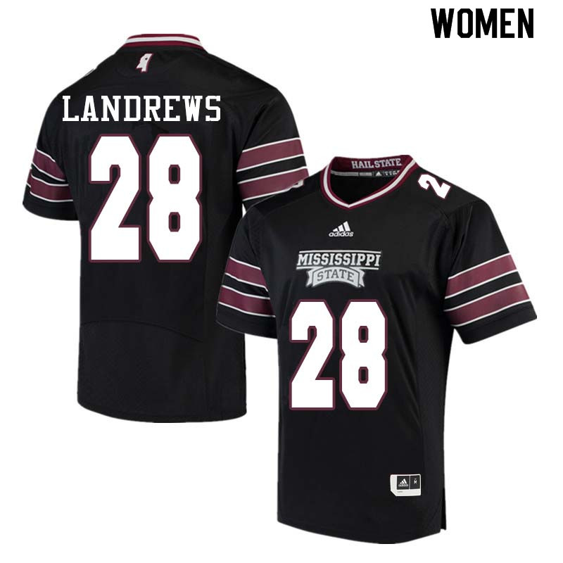 Women #28 Jaquarius Landrews Mississippi State Bulldogs College Football Jerseys Sale-Black - Click Image to Close